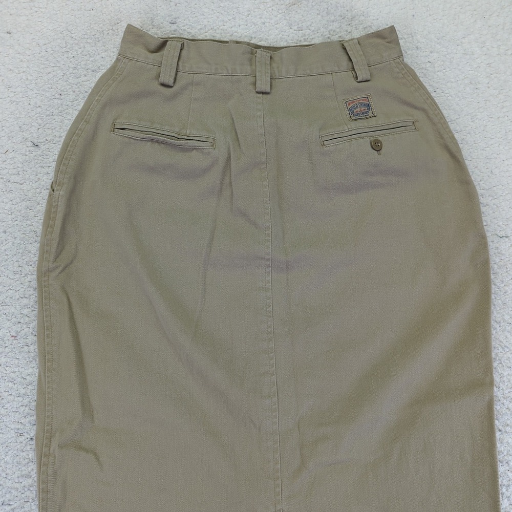 Vintage Ralph Lauren Country Khaki Cotton Midi Skirt Size 8 Tan Long Pencil - Picture 5 of 8